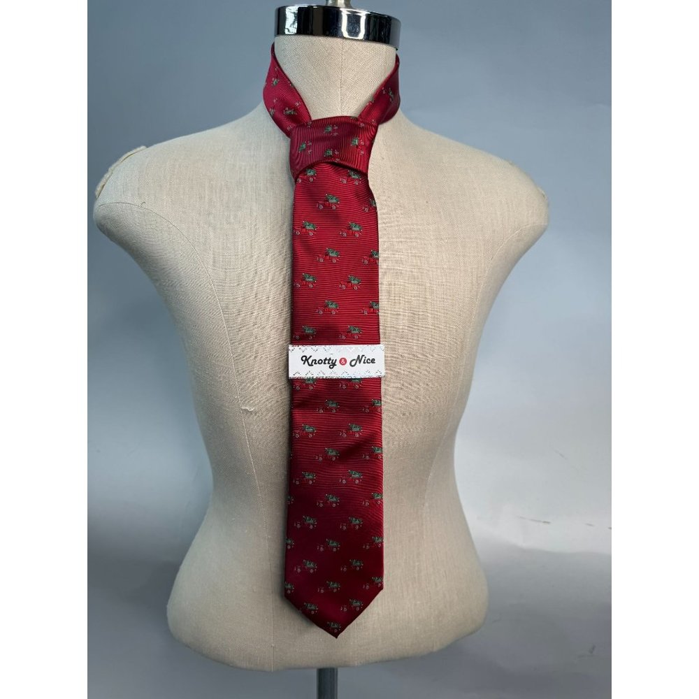 Knotty and Nice Christmas Tie Red Truck and Tree  OS Red  Christmas Polyester